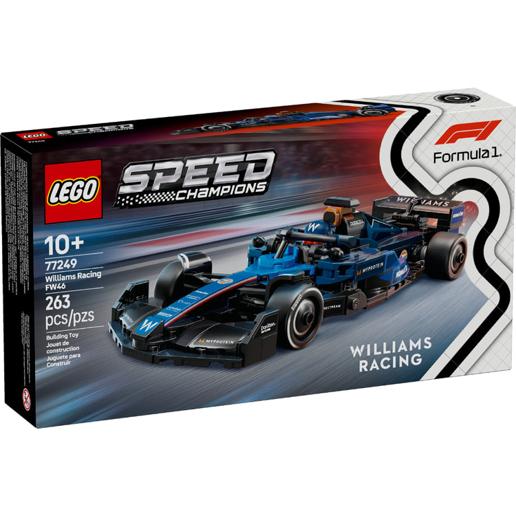 LEGO® Speed Champions Williams Racing FW46 F1® 77249 con minifigura de piloto, halo, alerón trasero y detalles auténticos inspirados en la temporada 2024 de Fórmula 1.