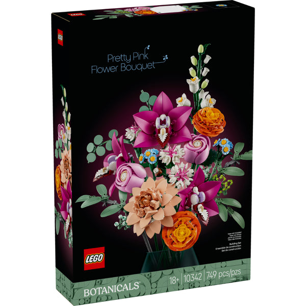 Ramo LEGO Flores Fantasía en Rosa 10342 con variedad de flores en tonos rosados y tallos ajustables
