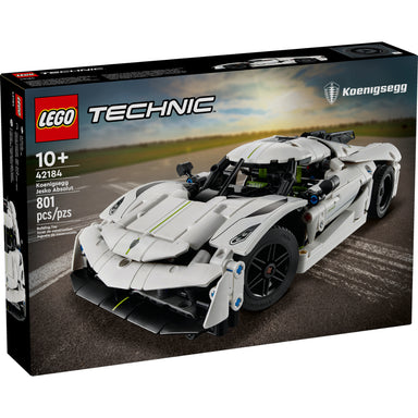 Set LEGO Technic Koenigsegg Jesko Absolut Blanco 42184 con diseño deportivo, puertas diédrico-sincrónicas, motor V8 y dirección funcional.