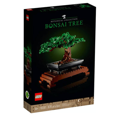 Set LEGO Bonsái con hojas verdes y flores de cerezo intercambiables, ideal como pieza decorativa o regalo relajante para adultos.