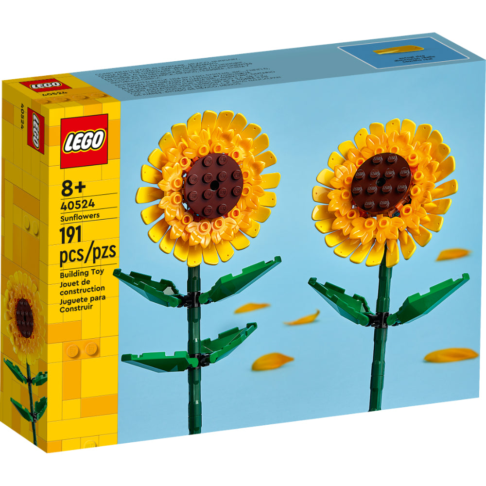 Girasoles LEGO para construir con tallos ajustables y diseño decorativo vibrante