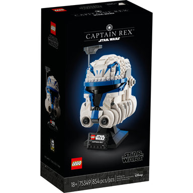 LEGO® Star Wars™ Casco del Capitán Rex 75349 sobre base de exhibición con placa decorativa, inspirado en Star Wars: Las Guerras Clon.